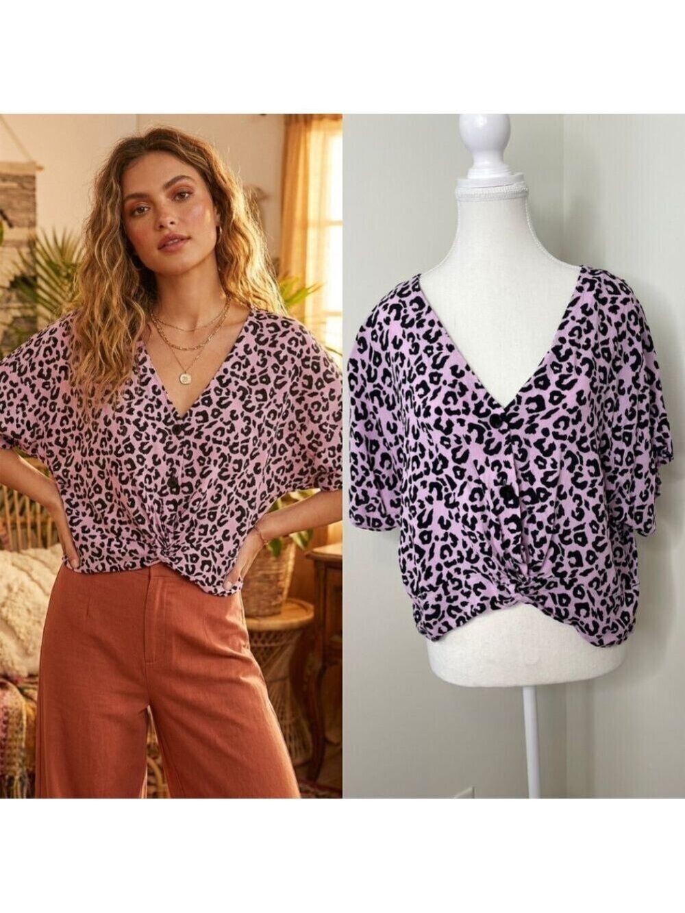 Leith Animal Print Dolman Print Top XL